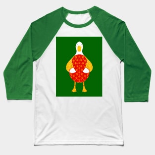 Cute white duck with red floral easter egg Baseball T-Shirt